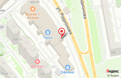 Барбершоп TOPGUN на улице Родионова на карте
