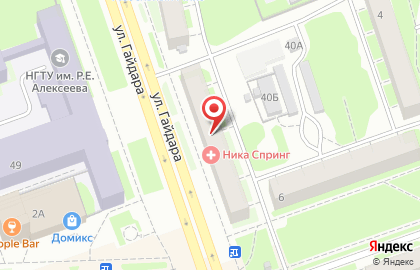 Медицинский центр НИКА СПРИНГ на улице Гайдара на карте