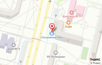 Магазин Спортивный мир в Центральном районе на карте