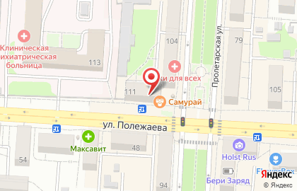 Продуктовый магазин на улице Полежаева на карте
