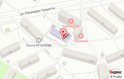 ДЮСШ Верх-Исетского района на улице Пальмиро Тольятти на карте