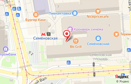 Кафе быстрого обслуживания Prime на Семёновской набережной на карте