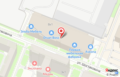 Магазин ортопедических матрасов и товаров для сна Askona на улице Шостаковича, 8 к 1, 2-й этаж на карте