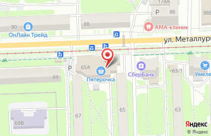 Служба заказа товаров аптечного ассортимента Аптека.ру на улице Металлургов, 65а на карте