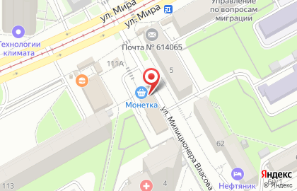 Супермаркет Монетка в Индустриальном районе на карте