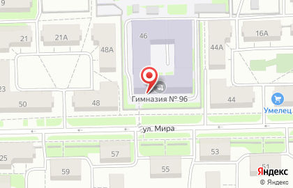 Гимназия №96 г. Челябинска в Металлургическом районе на карте