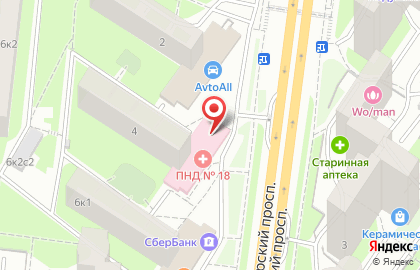 Государственная психотерапевтическая поликлиника №223 на Пролетарском проспекте на карте