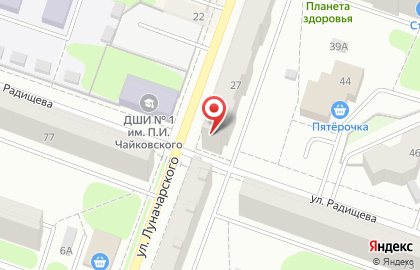 Магазин сантехники и хозтоваров Хозяюшка на улице Луначарского на карте