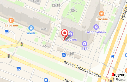 ОАО Банкомат, АКБ Банк Москвы на улице Просвещения на карте