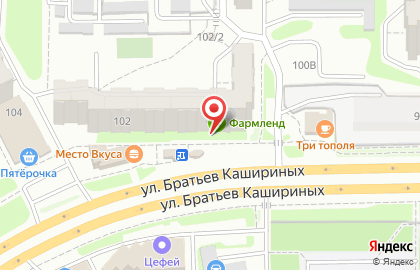 Аптека Фармленд на улице Братьев Кашириных, 102 на карте