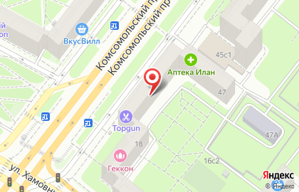 Барбершоп TOPGUN на метро Спортивная на карте
