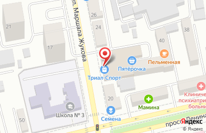Магазин продуктов Соловьев на улице Маршала Жукова на карте