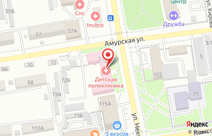 Уссурийская центральная городская больница на улице Некрасова на карте