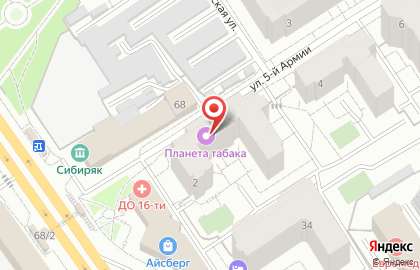 Магазин Планета табака в Советском районе на карте