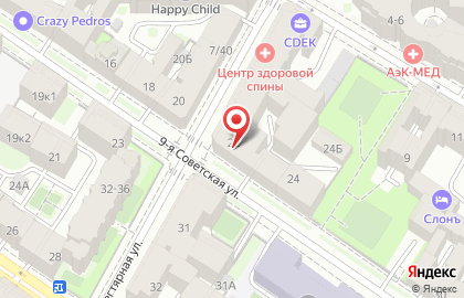 Апарта-отель PiterRoom на 9-ой Советской улице на карте