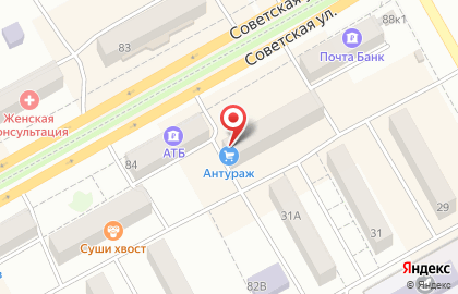 Магазин продуктов Копейка на Советской улице на карте
