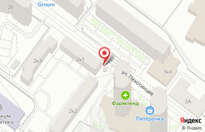 Киоск по продаже фруктов и овощей на улице Пехотинцев 2 на карте