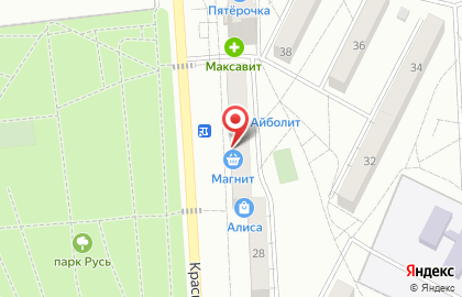 Супермаркет Магнит у дома на Краснополянской улице на карте