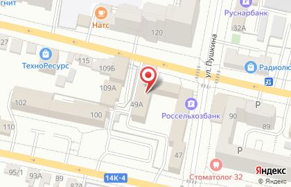 Центральное на улице Пушкина на карте