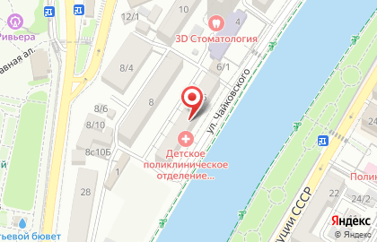 Детская поликлиника Центр охраны материнства и детства г. Сочи на Чайковского на карте