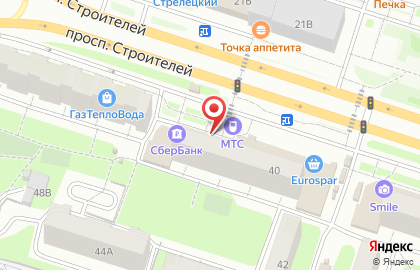 Супермаркет Магнит у дома на проспекте Строителей, 40 на карте