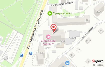Сауна Сибирский вариант на улице Академика Киренского на карте