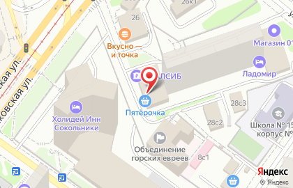 Супермаркет Пятёрочка на метро Сокольники на карте