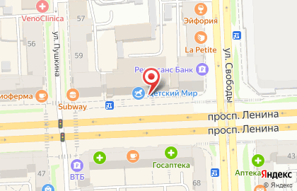 Банк Челябинвестбанк на проспекте Ленина, 46 на карте