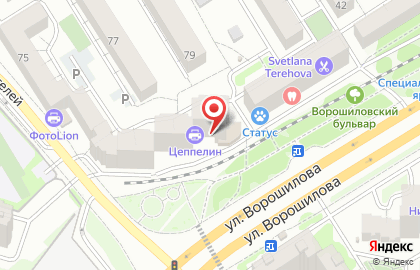 Касса Взаимопомощи на улице Ворошилова на карте