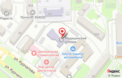 Челябинский медицинский колледж в Центральном районе на карте