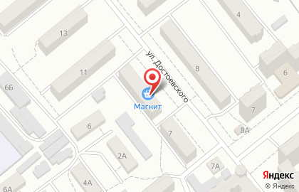Супермаркет Магнит на улице Достоевского на карте