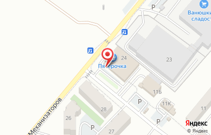 Супермаркет Пятёрочка на улице Механизаторов на карте
