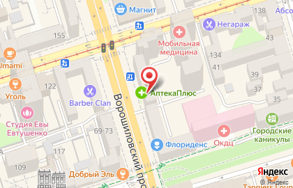 Банк ФК Открытие на Ворошиловском проспекте на карте