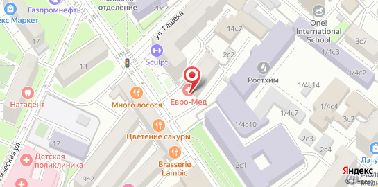 Медицинский центр Евро-Мед на станции метро Маяковская на карте