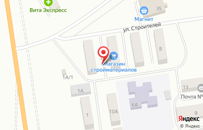 Киоск по продаже фруктов и овощей на улице Строителей на карте
