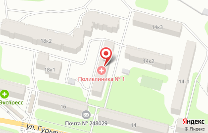 Городская поликлиника №6 на улице Гурьянова на карте