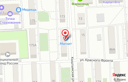 Супермаркет Магнит на Кыштымской улице на карте