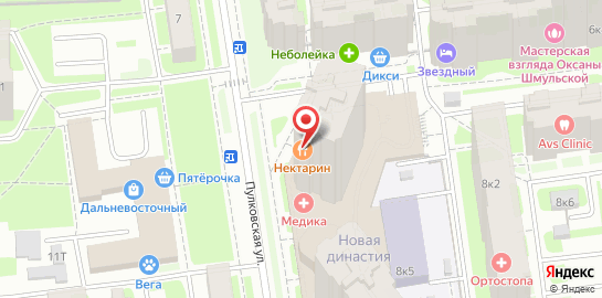 Ресторан Нектарин на Пулковской улице на карте