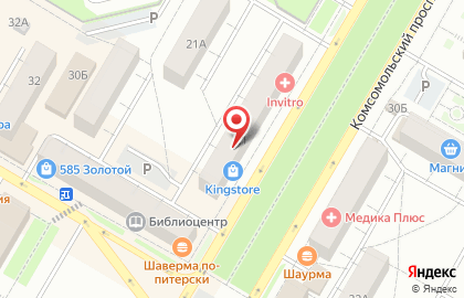 Ювелирный салон Ювелирцентр на Комсомольском проспекте на карте