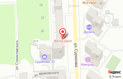 Стоматология Вятка-Дент на улице Сурикова на карте