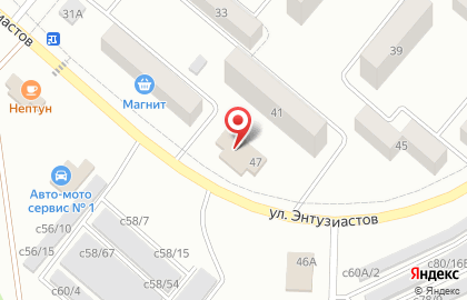Супермаркет Пятёрочка, сеть супермаркетов на улице Энтузиастов на карте