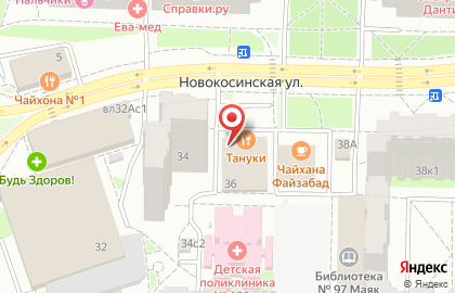 Ресторан Тануки в Новогиреево на карте
