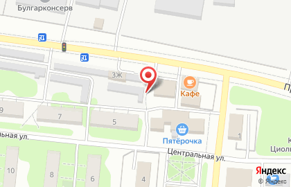Продуктовый магазин на Центральной улице на карте