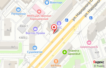 Киоск печатной продукции АМО-Пресс на улице Народного Ополчения на карте