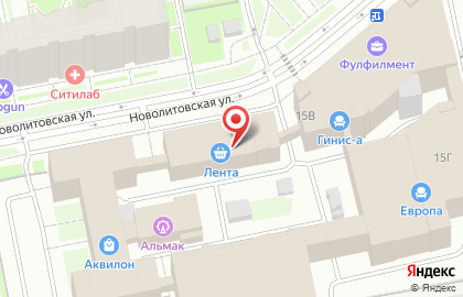 Супермаркет Мини Лента на Новолитовской улице на карте
