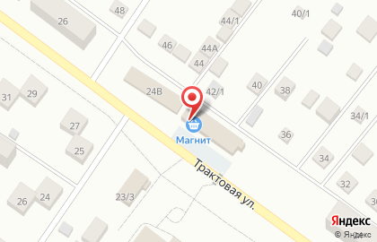 Супермаркет Магнит у дома на Трактовой улице на карте