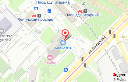 Удобный магазин Магнолия на метро Площадь Гагарина на карте