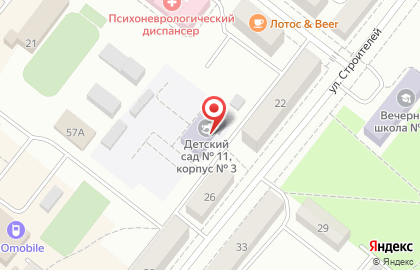Детский сад №11 на улице Строителей на карте