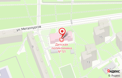 Детская городская поликлиника №51 в Колпино на карте