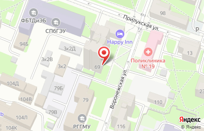 Общежитие, СПбГИЭУ на Воронежской улице на карте
